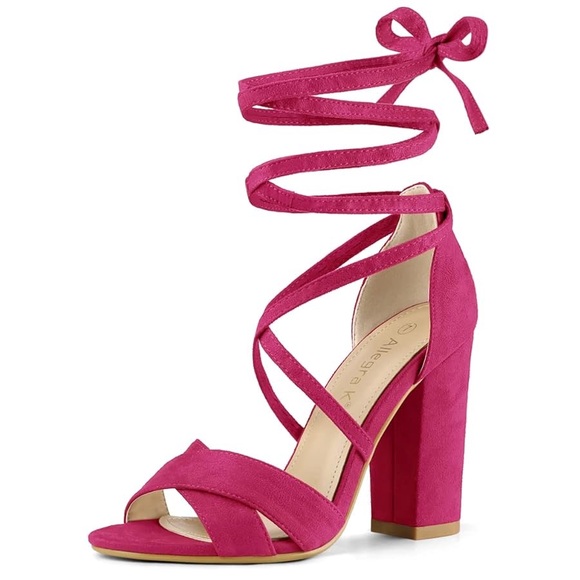 Allegra K Blissful Step Crisscross Block Heels - Picture 1 of 9